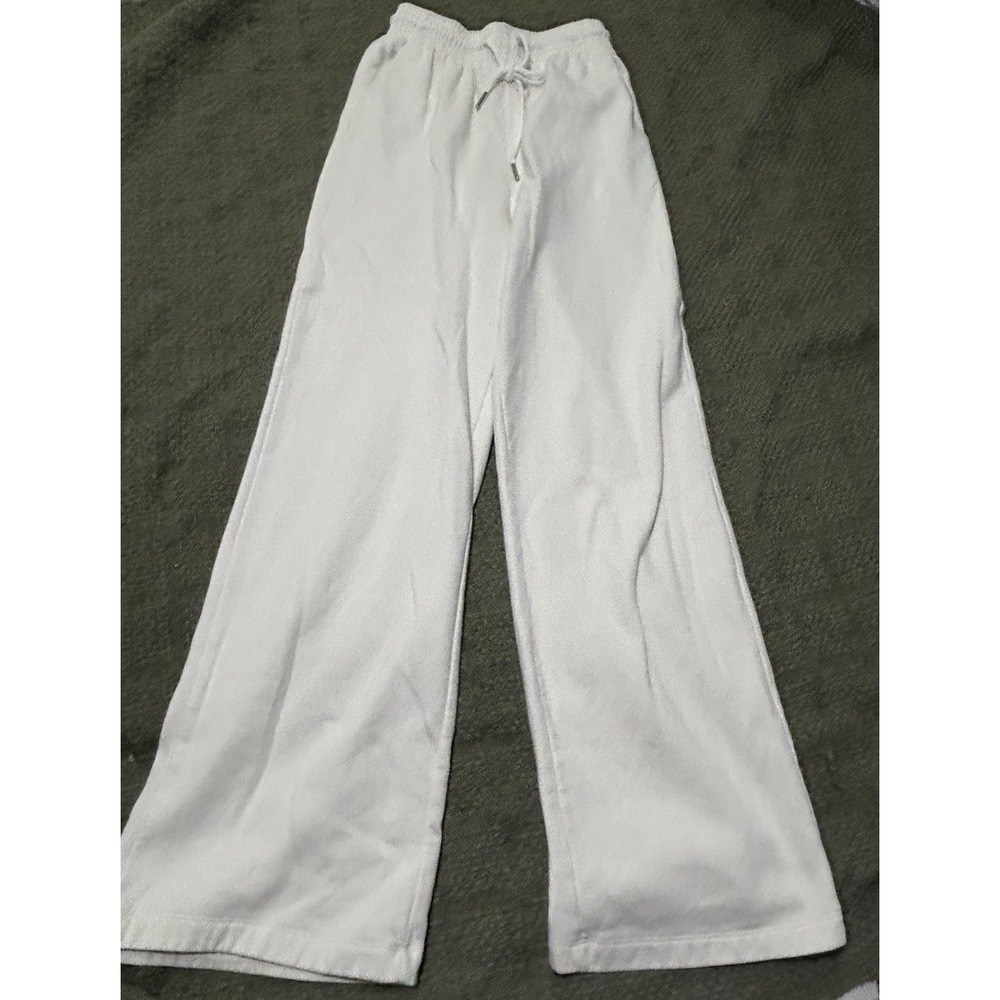 H&M Women's White Jogger Pants XS Drawstring Elastic Waist Cotton Blend